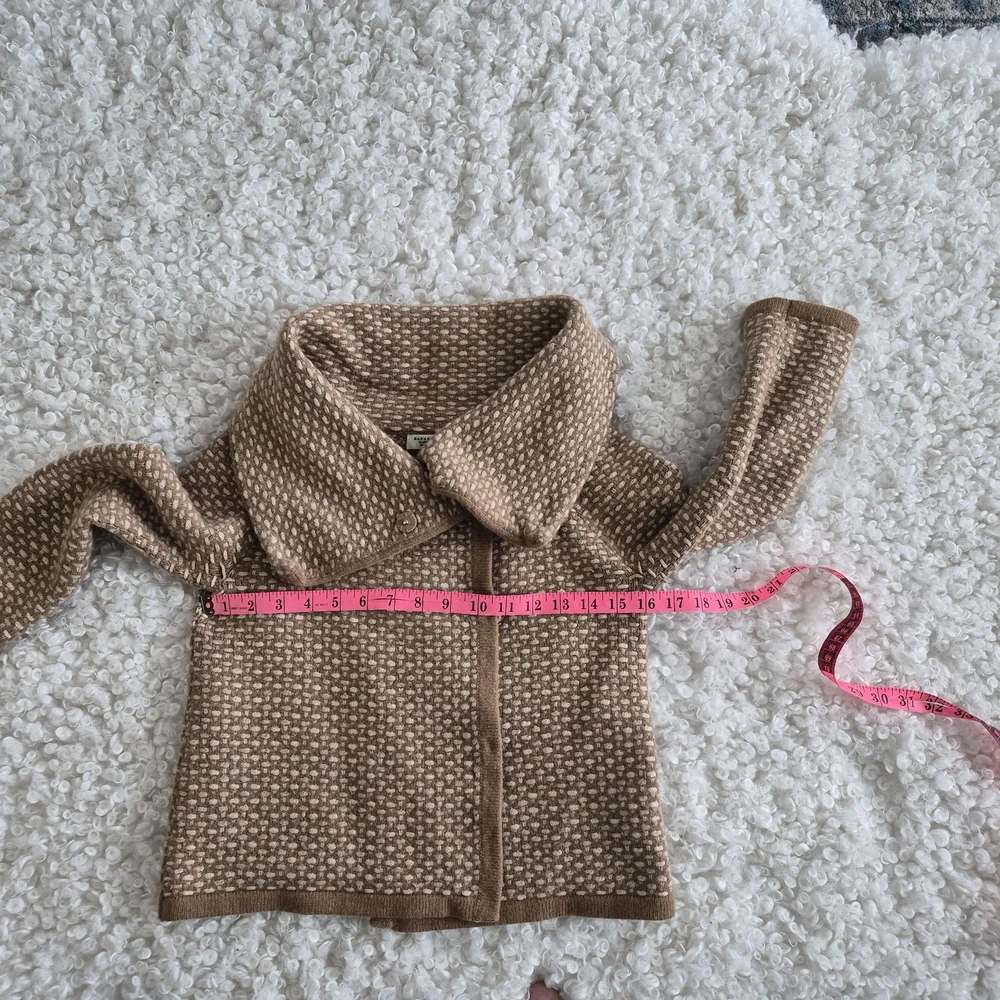 Banana Republic Italian Yarn Wool Cashmere M Cropped Cardigan Funnel Neck Office - Picture 7 of 14